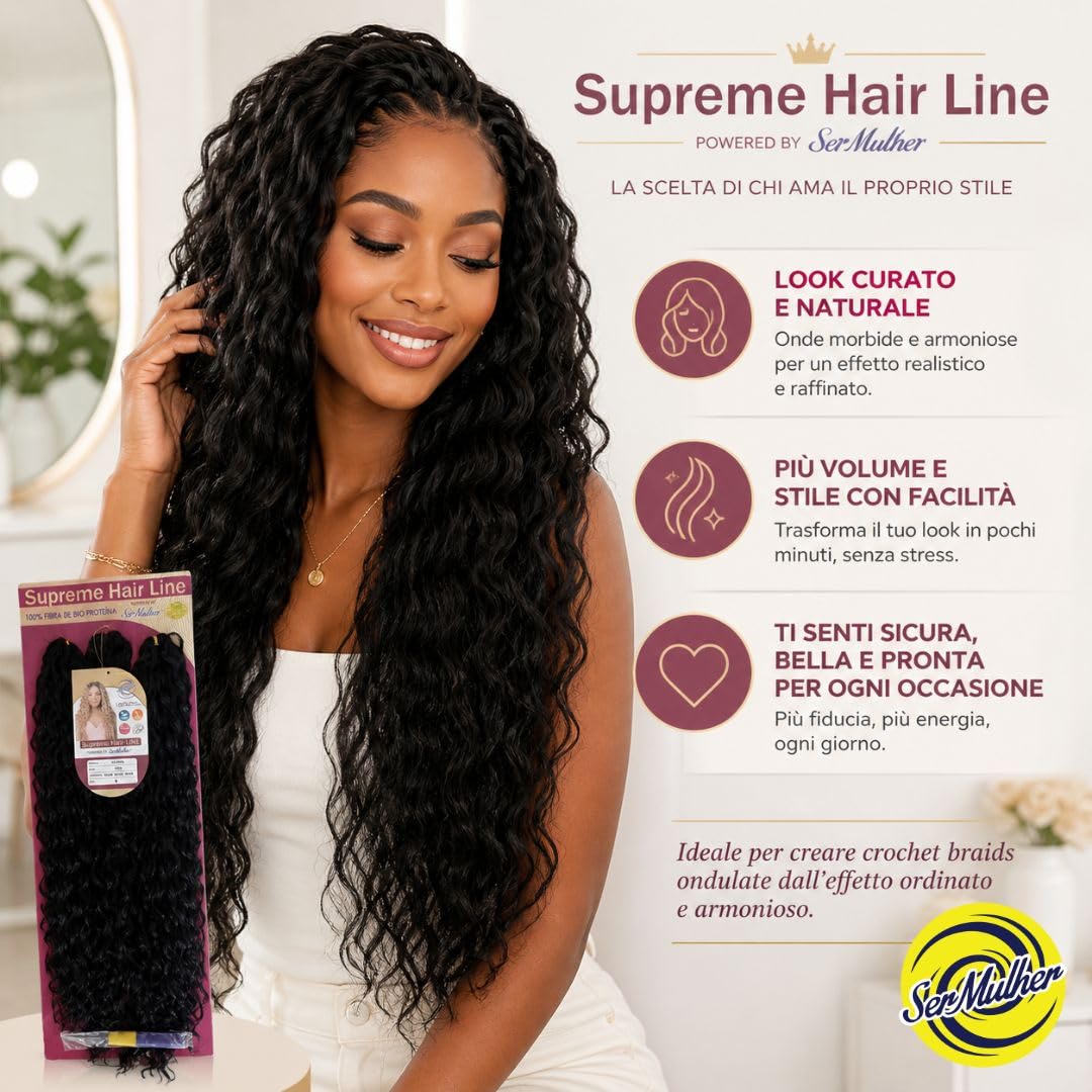 Extension Capelli per Crochet Braids in Bioproteina, Effetto Ondulato, 300gr - Texture 100% Naturali, per Hair Styling Ondulati e Ordinato, 3 Lunghezze 70, 65, 60cm, GLORIA (Brown/Honey Blonde Meches)