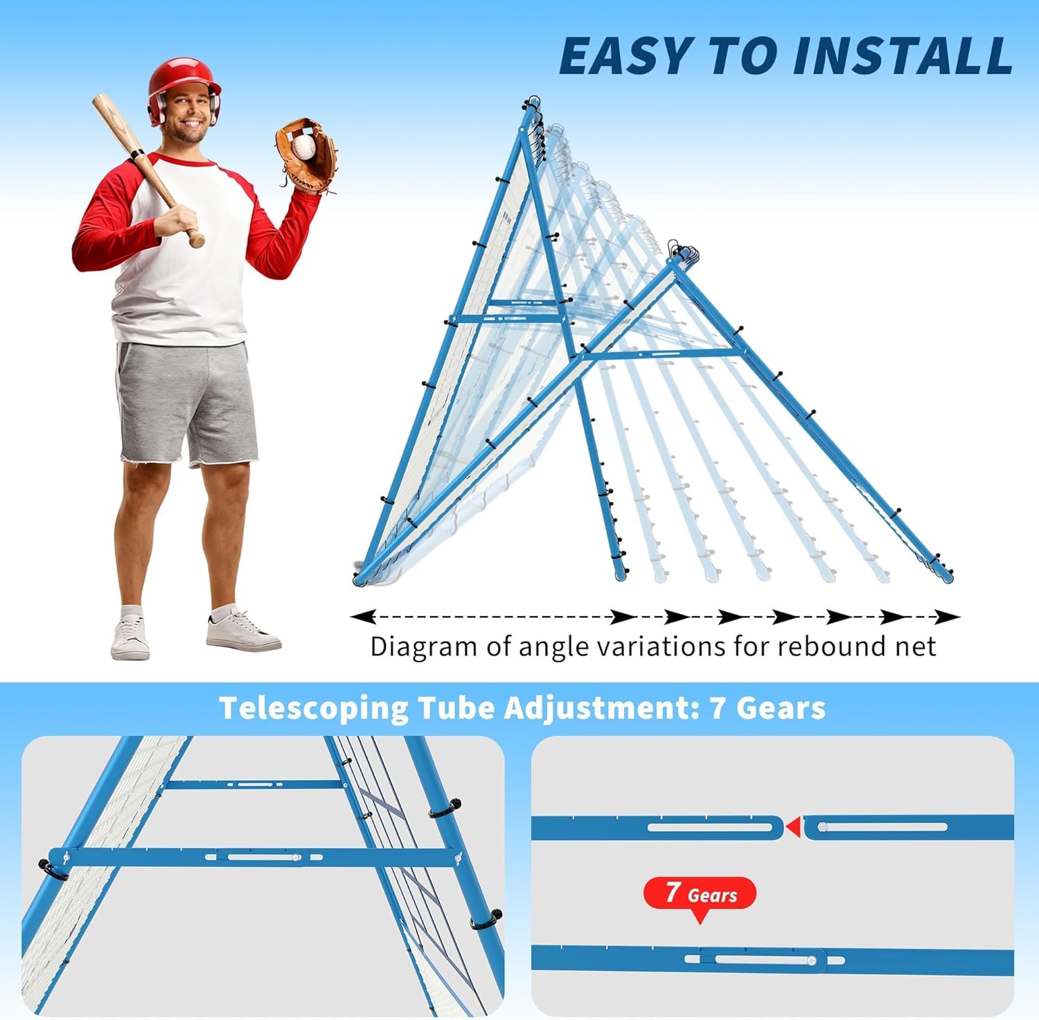2-in-1 Pitching Net and Rebound Trainer, Baseball Practice Return Screen for Pitching Practice