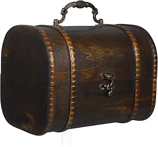 木製ジュエリーケース ヴィンテージ 小物入れ トレジャー チェスト 取っ手付き 木製収納ボックス レトロ ケース ジュエリー収納用 ホームデコレーション