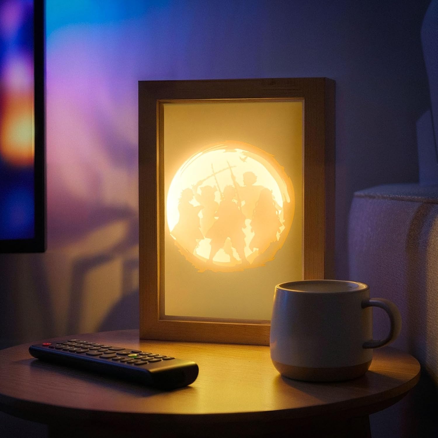 Allenjoy Anime Samurai 3D Papercut Night Light - Shadow Box Lamp, Home Office Desk Bedroom Decor, Gifts for Teen Boys Girls Boyfriend