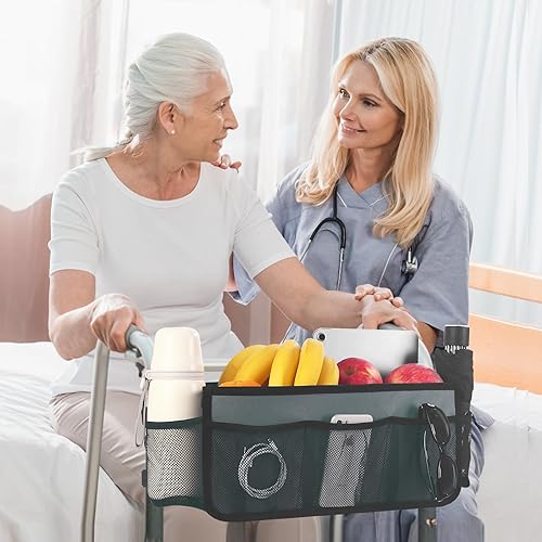 Miniatura 9 de CTWWFS Cesta de andador mejorada con soporte para tazas, bolsa de almacenamiento plegable para personas mayores con gran capacidad y nunca se