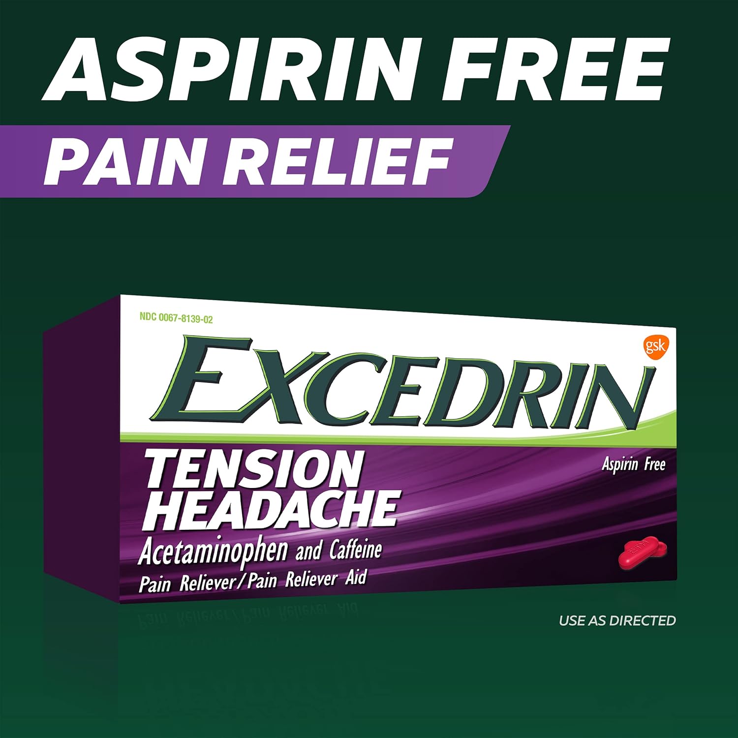 Excedrin Tension Headache Relief Caplets Without Aspirin for Head, Neck and Shoulder Pain Relief - 100 Count : Health & Household