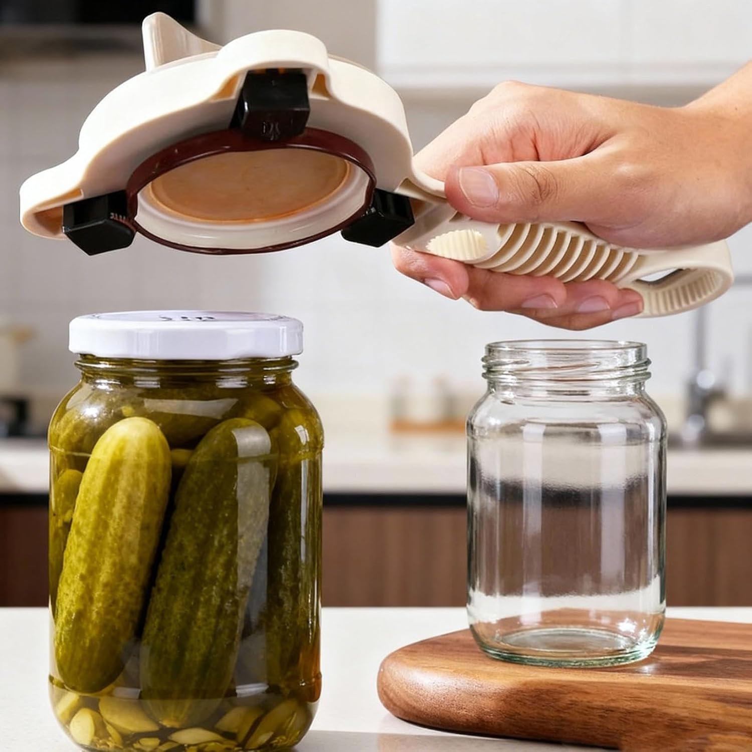 4 in 1 Multi-Purpose Jar Opener, Adjustable Stainless Steel Jar Opener, Multi-Functional Manual Can Opener with An Ergonomic Handle for Jars Cans Wine Bottles (3)