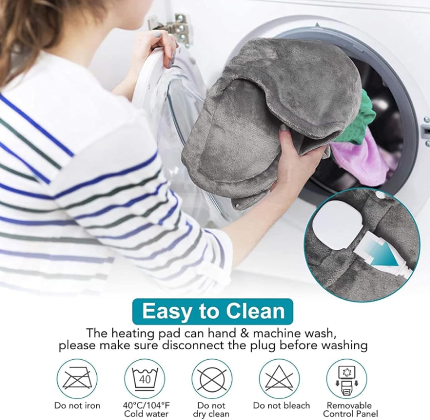 2025 New Upgrade Heating Pad for Neck and Shoulders and Back, Electric Heating Pad with 3 Temp ＆ Massage Settings (Grey-A)