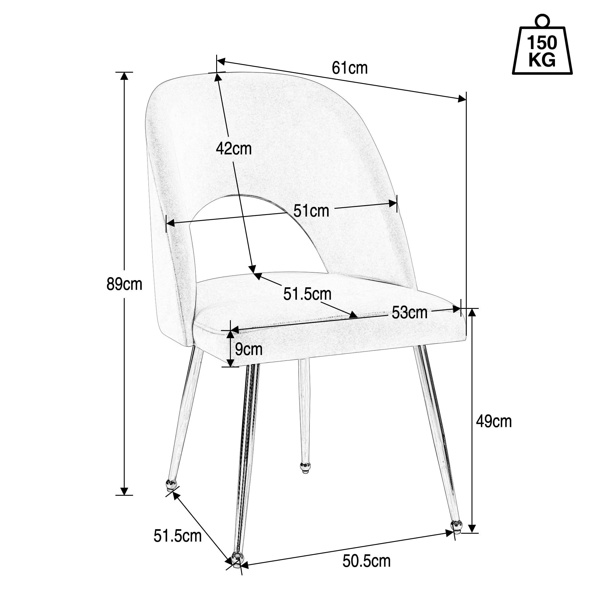 Lot de 2 chaises de salle à manger de luxe en velours gris foncé avec pieds pivotants et pieds en métal - Décoration élégante et confortable