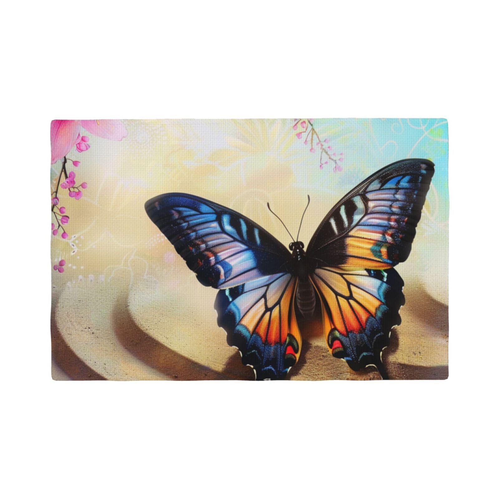 Butterfly Design Print Placemats Set, Heat Resistant Washable Placemat 12x18in Table Mats for Party Kitchen Dining Table Decoration Indoor Outdoor, Six Piece