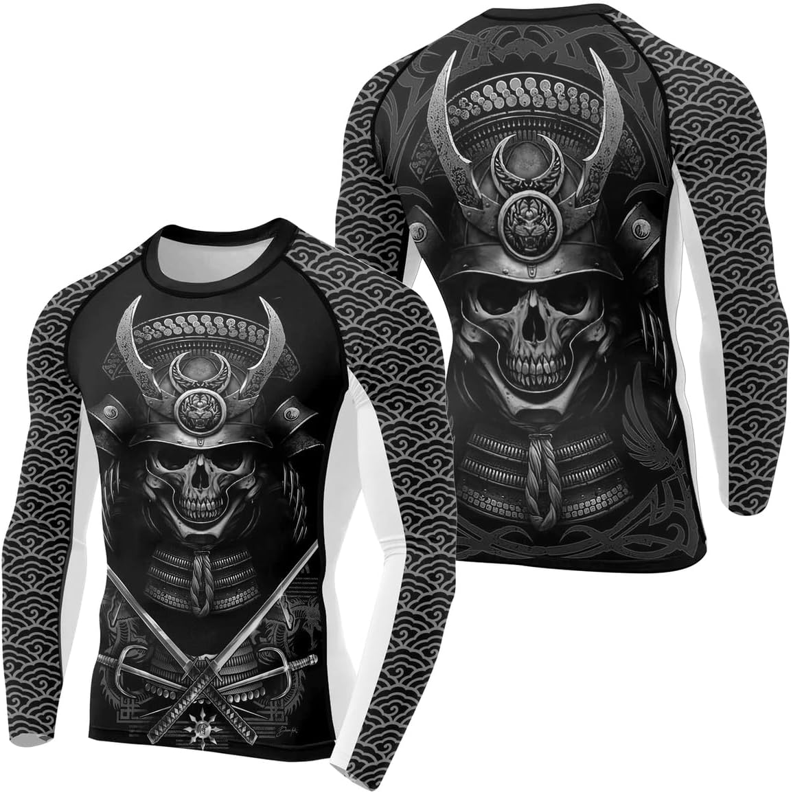 Samurai Long Sleeve Compression Shirt for Men Performance Fit Rash Guard Suitable for MMA BJJ and Workout