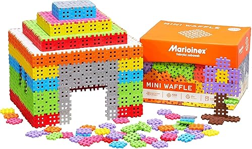 Mini juego de construcción grande de bloque de gofres de color primario para niños, 500 piezas de rompecabezas entrelazadas, mejora las habilidades