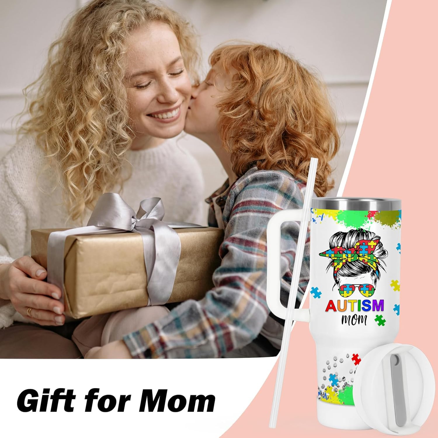 Autism Mom Gifts, Autism Awareness Tumbler, 40 Oz Tumbler with Handle for Autism Mom - Image 3