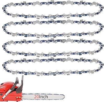 O-CONN 4 Pack 20 Inch Chainsaw Chain 3/8" Pitch .050 Gauge 72 Drive Links Fits Husqvarna 455, Stihl 026, Poulan, Makita and more