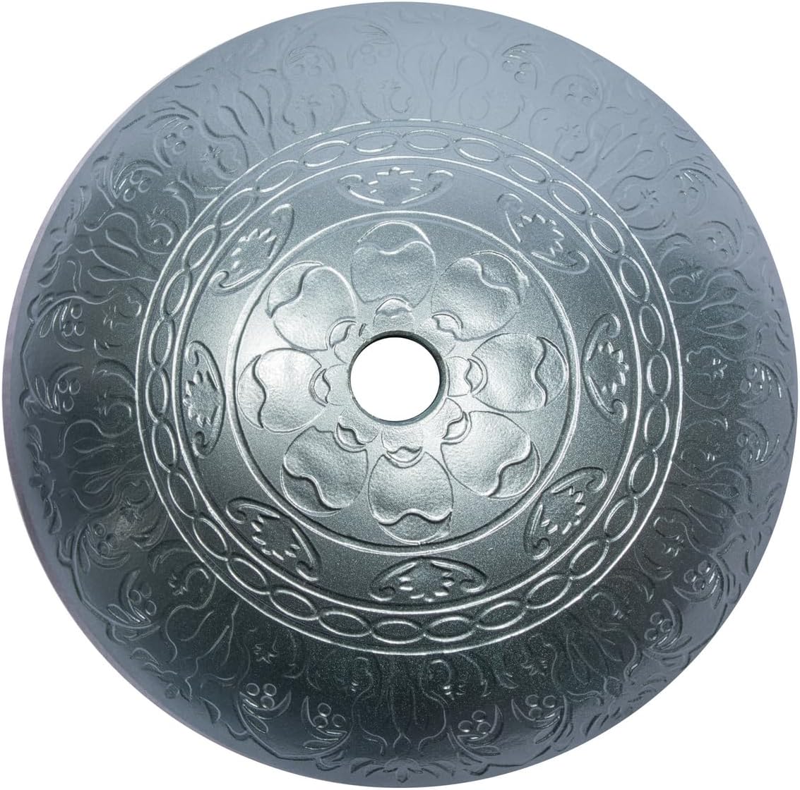 Eden Bath Teal with Embossed Pattern Round Glass Sink Bowl Bathroom Vessel Sink for Vanity Top