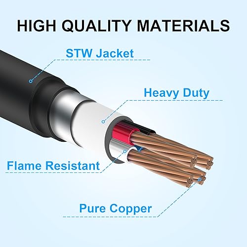 Miniatura 4 de CircleCord Cable de extensión de 50 amperios de 25 pies para caravana o automóvil eléctrico, resistente calibre 63+81, cable STW con organizador de