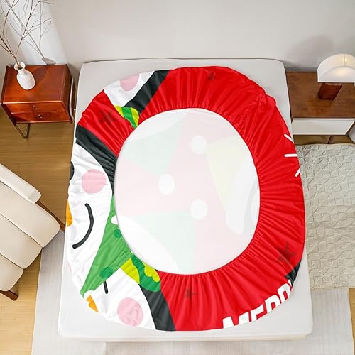 Miniatura 6 de Juego de sábanas de Feliz Navidad, tamaño King, diseño de pingüinos de dibujos animados, animales árticos, decoración de habitación de niños y
