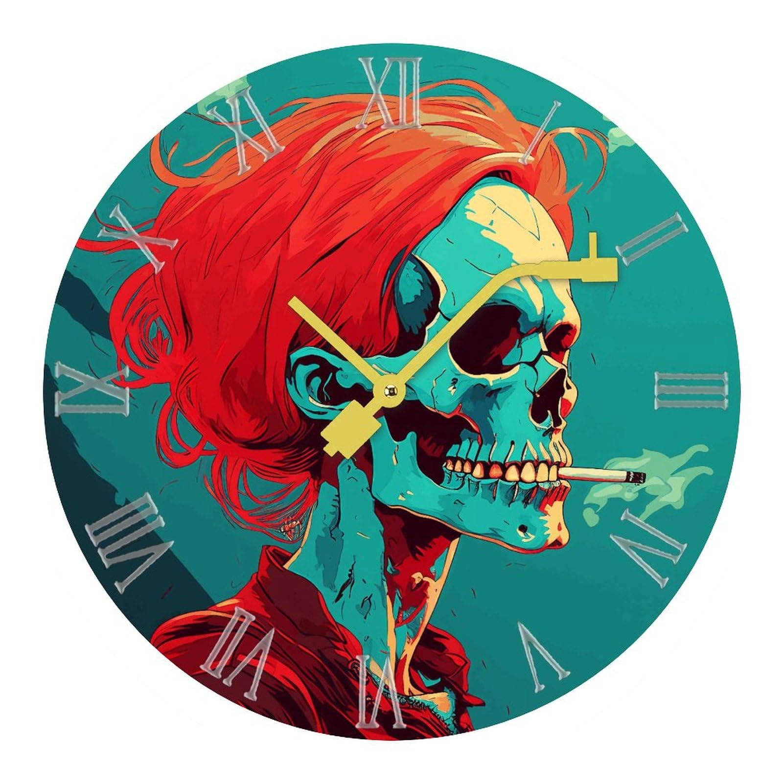 Horloge murale rouge silencieuse à piles pour le bureau et la cuisine