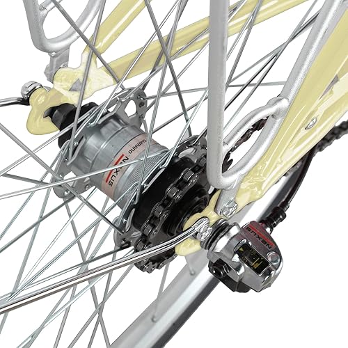 Vista 66 de Tracer Osaka - Bicicletas híbridas, marco de acero, Shimano Nexus Inter 3/7 velocidades, agarre marrón asiento marrón, bicicleta de carretera