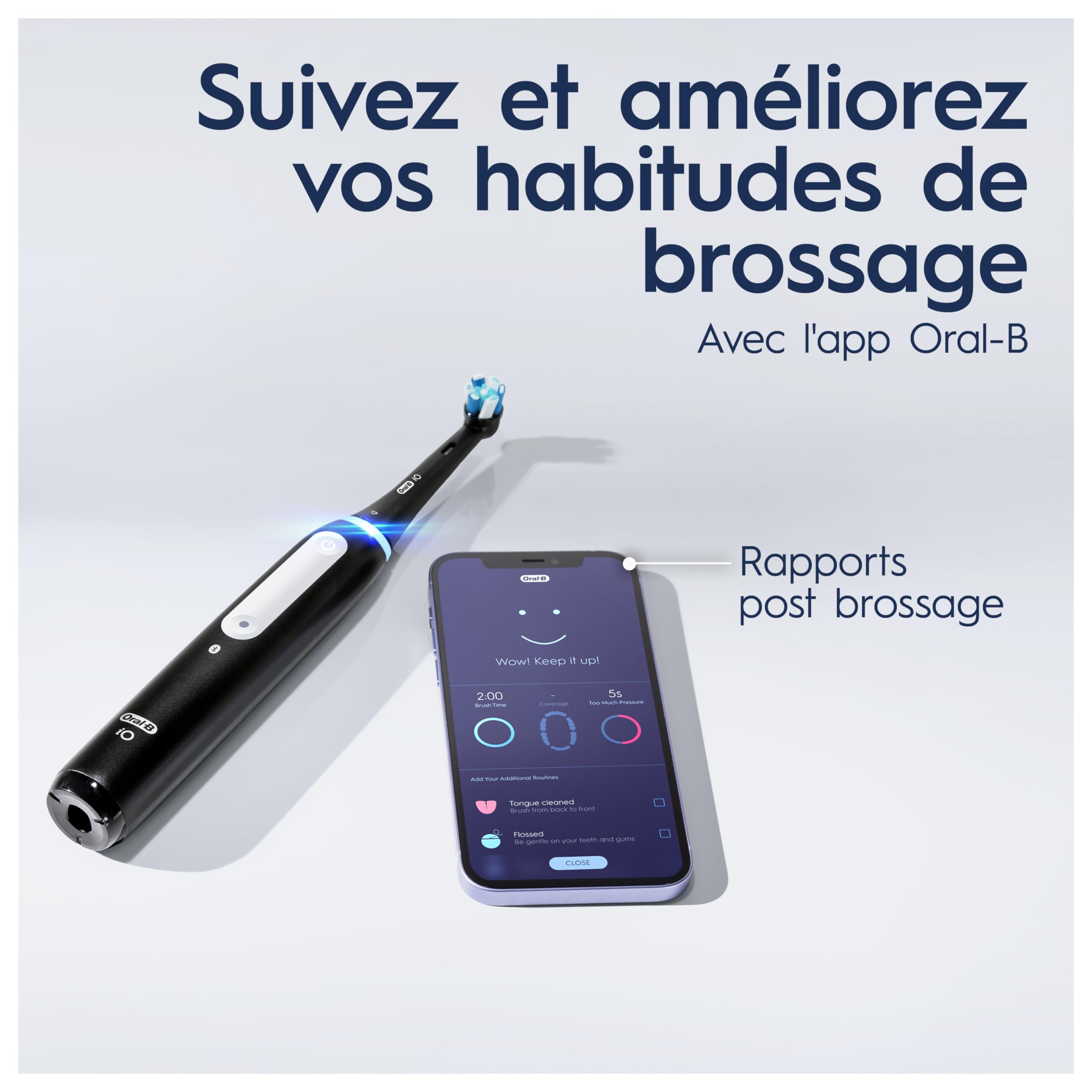 Oral-B iO 4 Brosse À Dents Électrique Noire, 1 Brossette, 1 Étui De Voyage