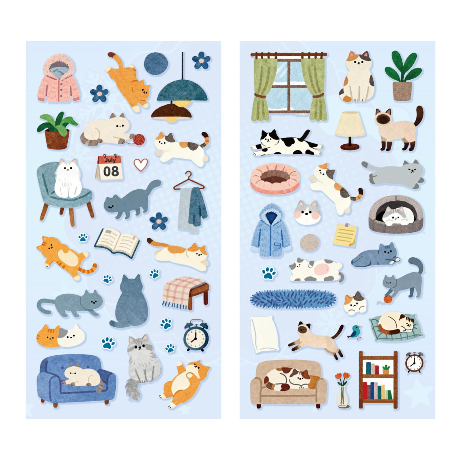 Cartoon Kitten Sticker Children Reward Sticker for Journaling Notebook Phone Cover Laptop Classroom Art Craft Project Handbook Decoration