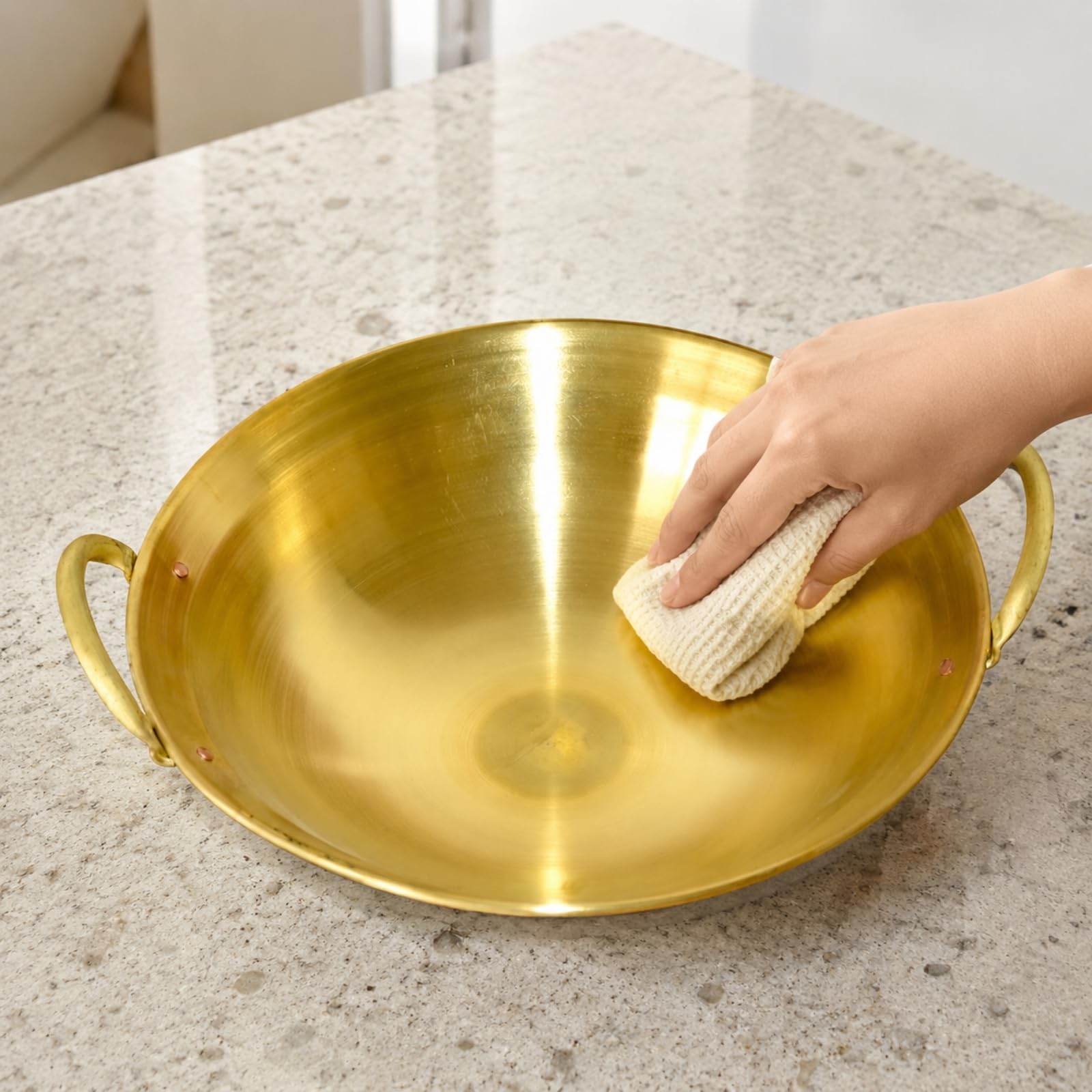 Pot à Fondue Chinoise Base En Cuivre Antiadhésif Casserole Antiadhésive à Poignées Épais Ustensile Cuisson pr Familles, 26CM