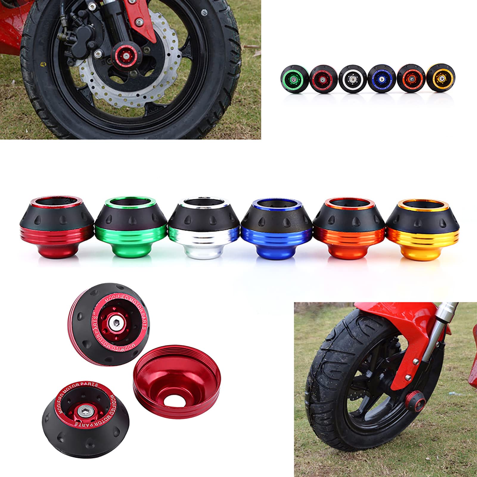 Curseurs de cadre de roue de fourche avant, protection contre les chocs de moto, protection contre les chutes de moto, scooter, cyclomoteur électrique, accessoires de course de véhicule(orange)