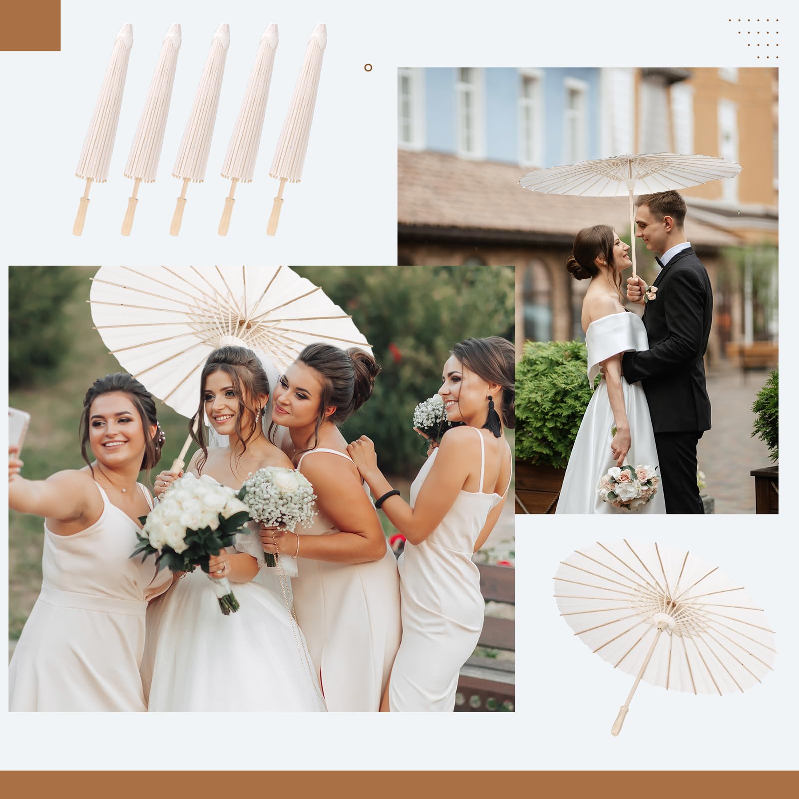 Weiße Papierschirme, Hochzeitsschirm, Großpackung für Sonne, chinesischer japanischer Sonnenschirm, DIY Malerei Regenschirm für Gäste, Hochzeit, Party, Dekoration (84 cm, 15 Stück)