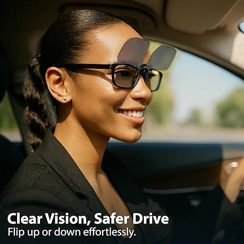 Miniatura 3 de BLUE CUT Lentes de visión nocturna polarizados con clip UV-400 para usar sobre gafas graduadas para conducir por la noche