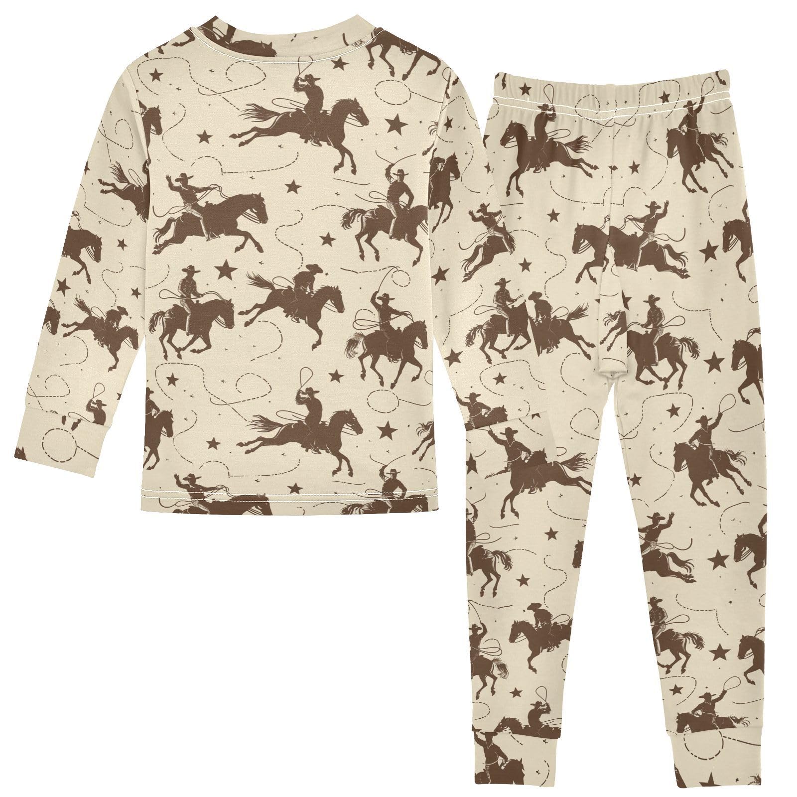 SPRIPORT Western Cowboy Soft Comfy Pajama Set Long Sleeve Top and Pants Cotton Sleepwear 2 Piece Pjs Set 3T Multicolor