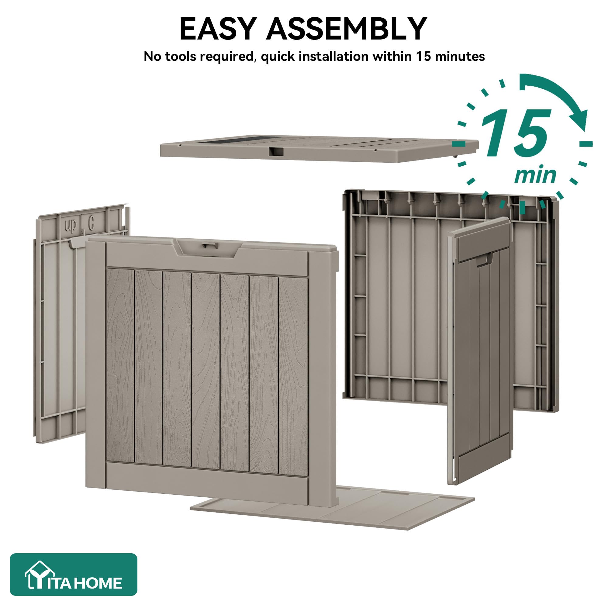 YITAHOME Baule da Esterno 118L per Giardino, Patio Forniture e Attrezzi