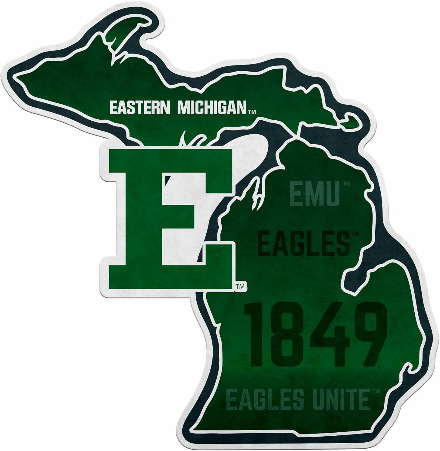 Rico Industries NCAA Eastern Michigan Eagles State Shape Cut Pennant - Home and Living Room Décor - Soft Felt EZ to Hang