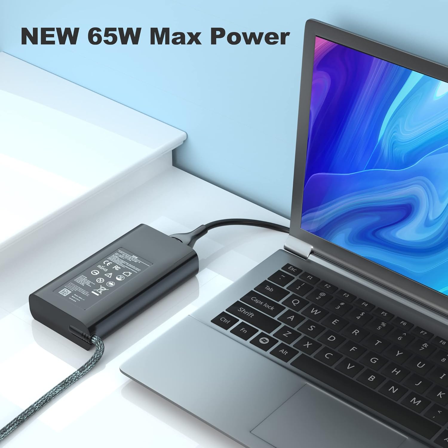 65W Slim USB-C Charger Compatible for HP Envy - Fit for HP Chromebook, EliteBook x360 860 840 g9 g8, Spectre x360, HP ProBook Laptop Type C Power Adapter with Premium Braided Nylon Cord image 5 of 6 B0BW2V7XBQ
