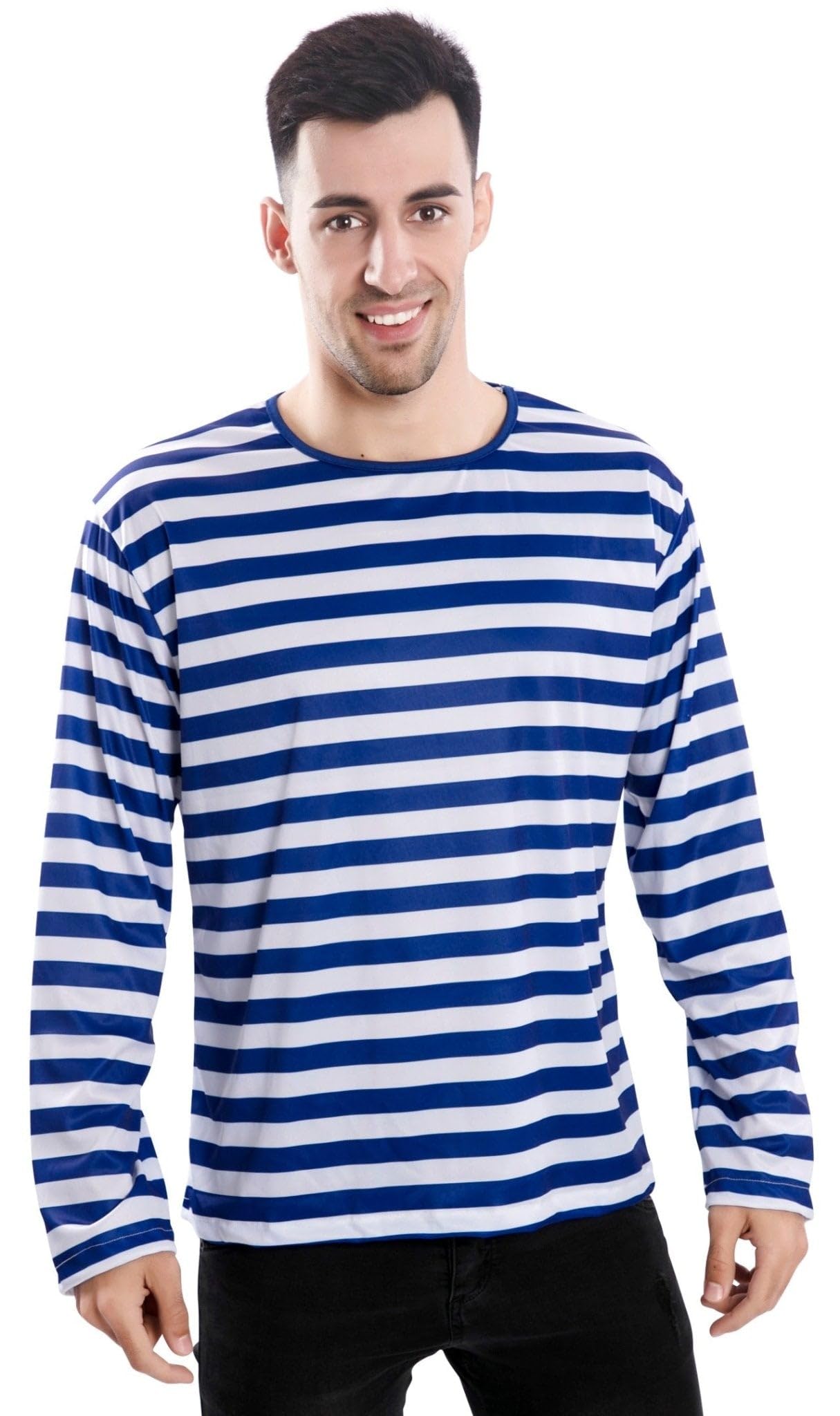 EUROCARNAVALES Camiseta con rayas azules y blancas para adultos