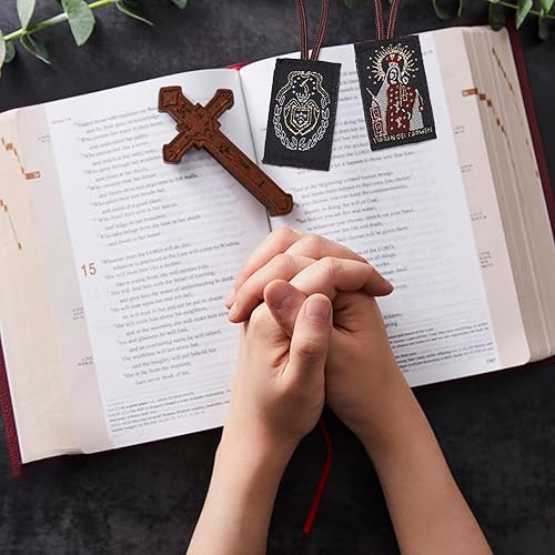 Miniatura 5 de Escapularios Catolicos,Pack de 3 Escapulario de la Virgen del Carmen, Escapulario Marrón Hecho a Mano de Nuestra Señora del Monte