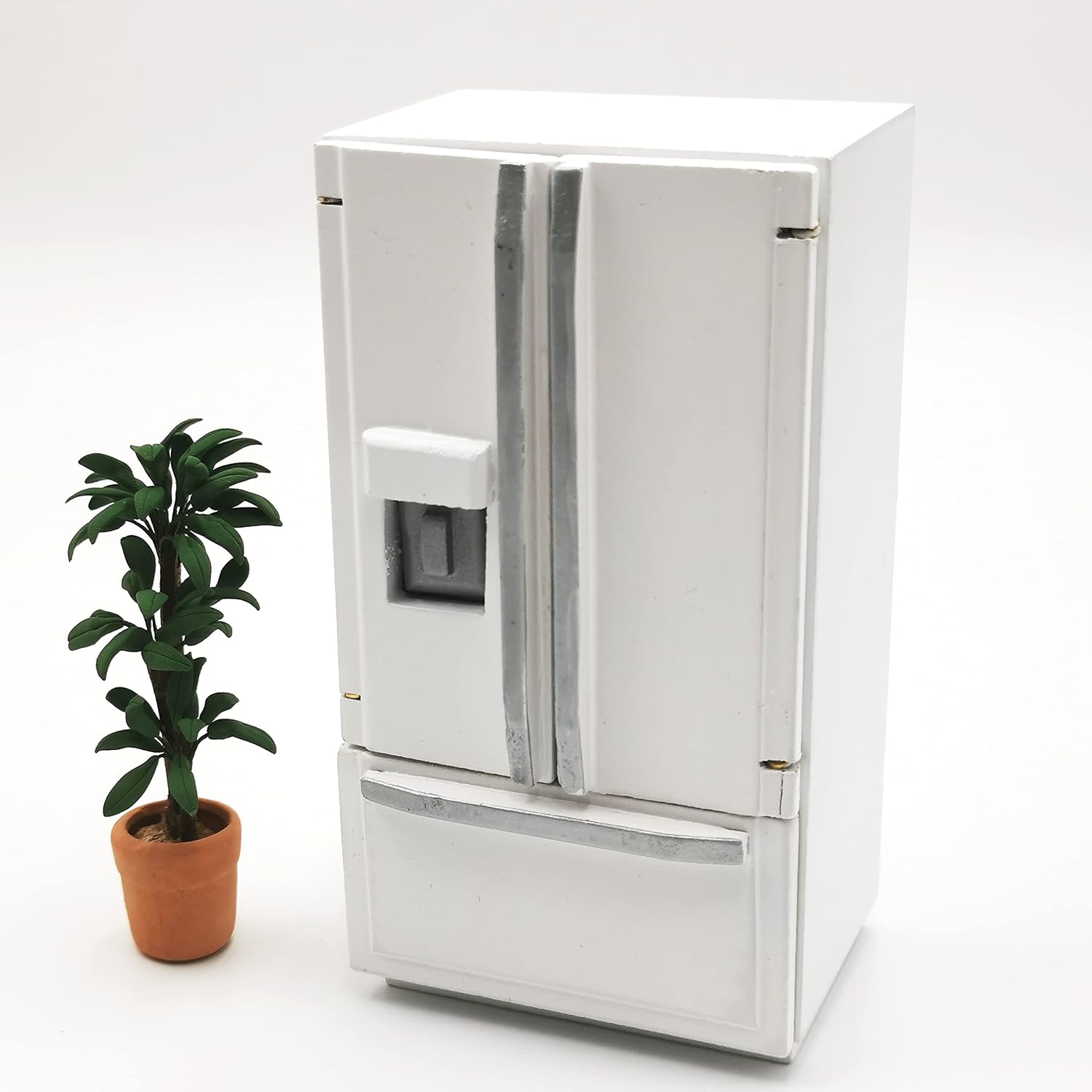 Dollhouse Decoration Accessories, 1:12 Dollhouse Miniature Furniture Simulation Fridge Refrigerator Kitchen Prop Decor (White)