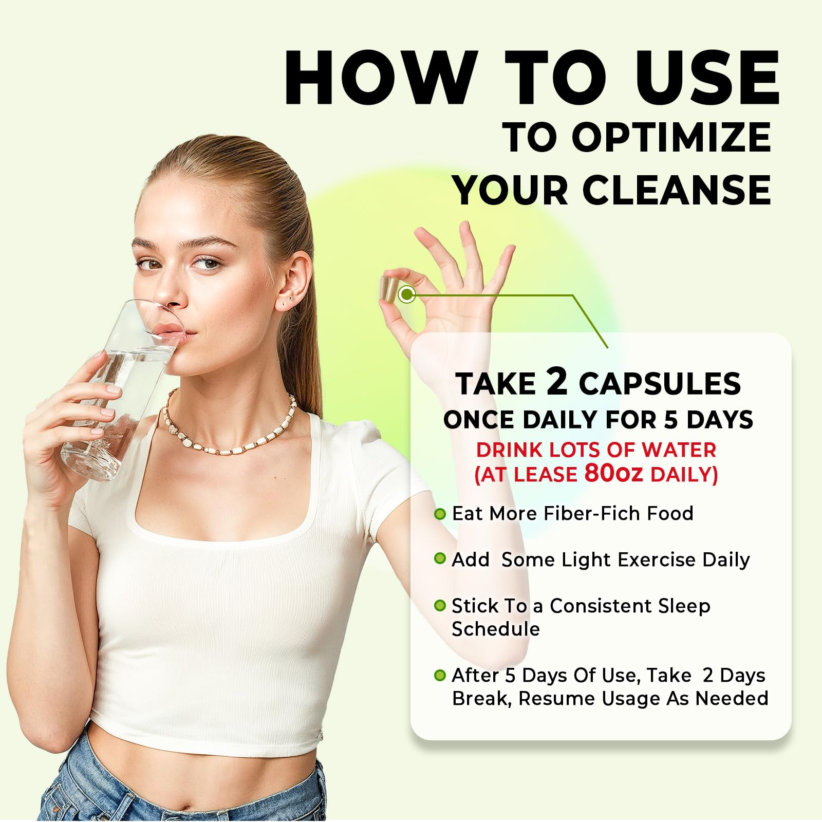 5 Day Colon Cleanse, Dietary Fiber & Probiotics, Gut Digestive Support, Fast Detox for Women & Men with Senna Leaf, Fibersol-2, Hawthorn Berry, Inulin, 1 billion CFU Probiotics, 30 Capsules — Amazon image 3