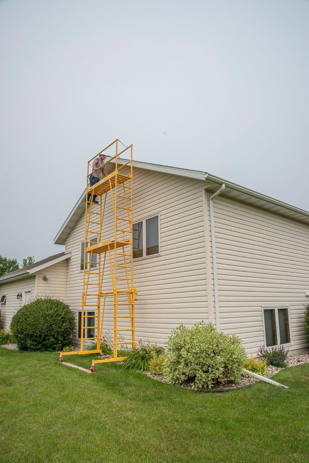 Tele-Tower® Adjustable Work Platform Model 1101-22, 1000 lbs, 11' 6’x22” Deck Size, Scaffolding Alternative, Safety Rails, Adjustable Outriggers, Easy Assembly, Portable