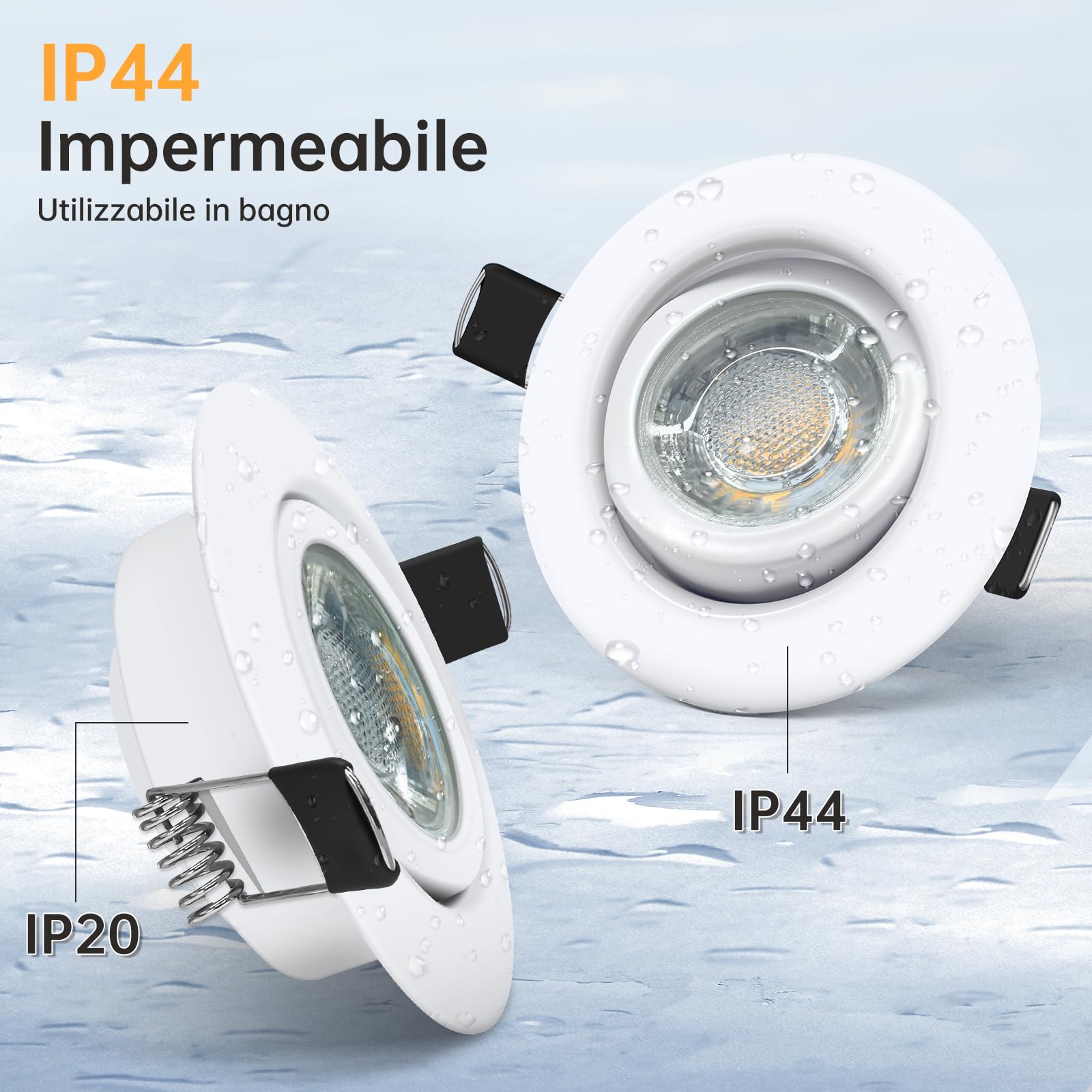 wowatt 10x Faretti LED da Incasso per Cartongesso Dimmerabili 5.5W 600LM | Luce Calda 2800K Faretti LED Soffitto Incasso Orientabili Metallo, IP44 Faretto Ultrasottili Foro 68mm para Bagno