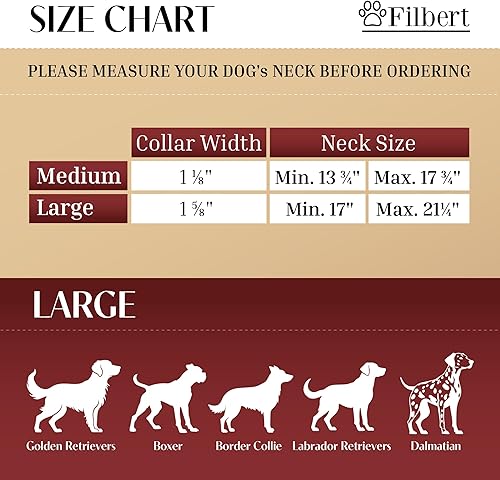 Miniatura 2 de Filbert Collar de cuero para perro con soporte para Airtag, collar de perro seguro mejorado, collar de cuero para perros grandes, collar de perro