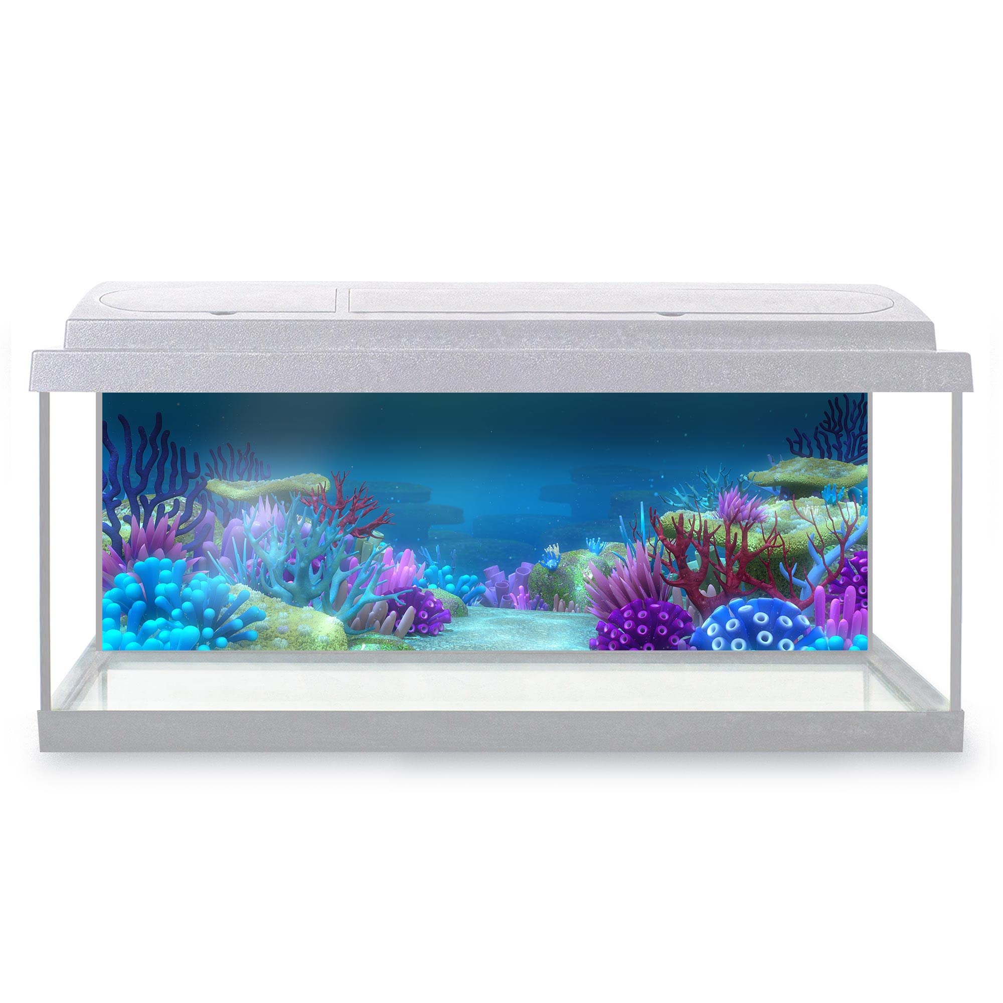 DV DESIGN Aquarium Fish Tank Background 92x32 cm - Colorful Coral Reef Ocean Underwater World Sea Marine Aquatic Static Cling Vinyl Vivarium Terrarium External Application #500023