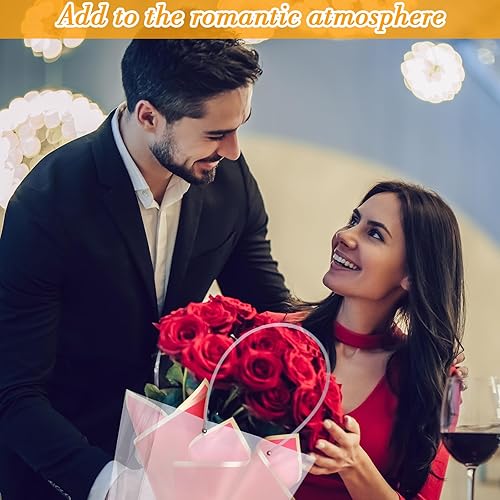 Miniatura 4 de Harloon 20 bolsas transparentes grandes para ramo de flores con 80 piezas de papel de regalo de flores impermeables de 11.4 x 5.5 x 16.5 pulgadas,