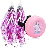 Vista 14 de U-LIAN Serpentinas y campanas de bicicleta para niñas, 1 paquete de campanas de bicicleta de flores con 2 paquetes de serpentinas para manillar