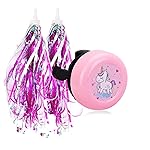 U-LIAN Kids Streamers and Bike Bell for Girls-1 Pack Bicycle Bell with 2 Pack Handlebar Streamers Scooter Tassels for Children\'s Bike Accessories (Pink UCN Bell+ Pink Tassels)