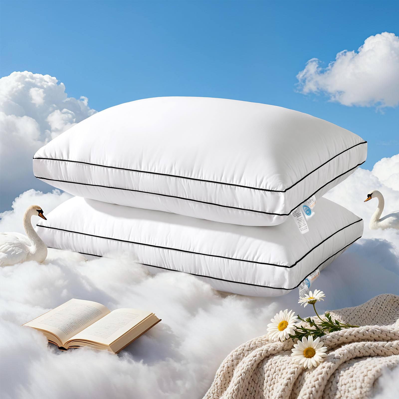 LIANLAM RDS Certified Goose Feather & Down Pillows King Set