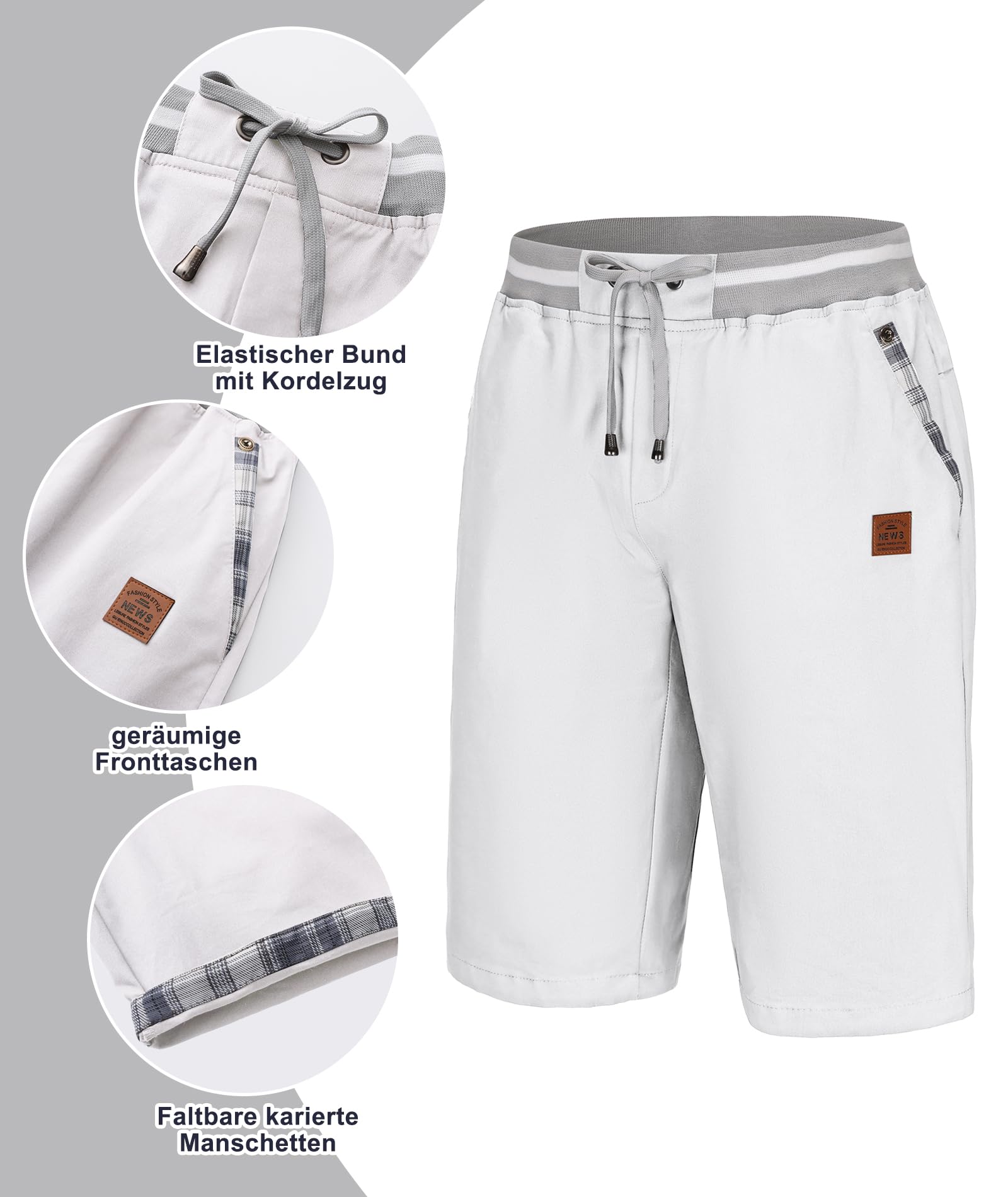 Djtnzdm Pantaloncini Uomo Cotone Cargo Estivi Eleganti Casual Elastico Bermuda Chino Shorts Classico Pantaloncini Corti Uomo con Tasche