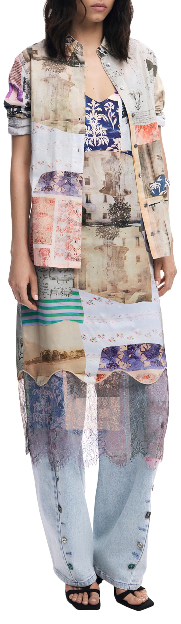 Desigual CAM_photoposta Blouse Mujer (Pack de 1)
