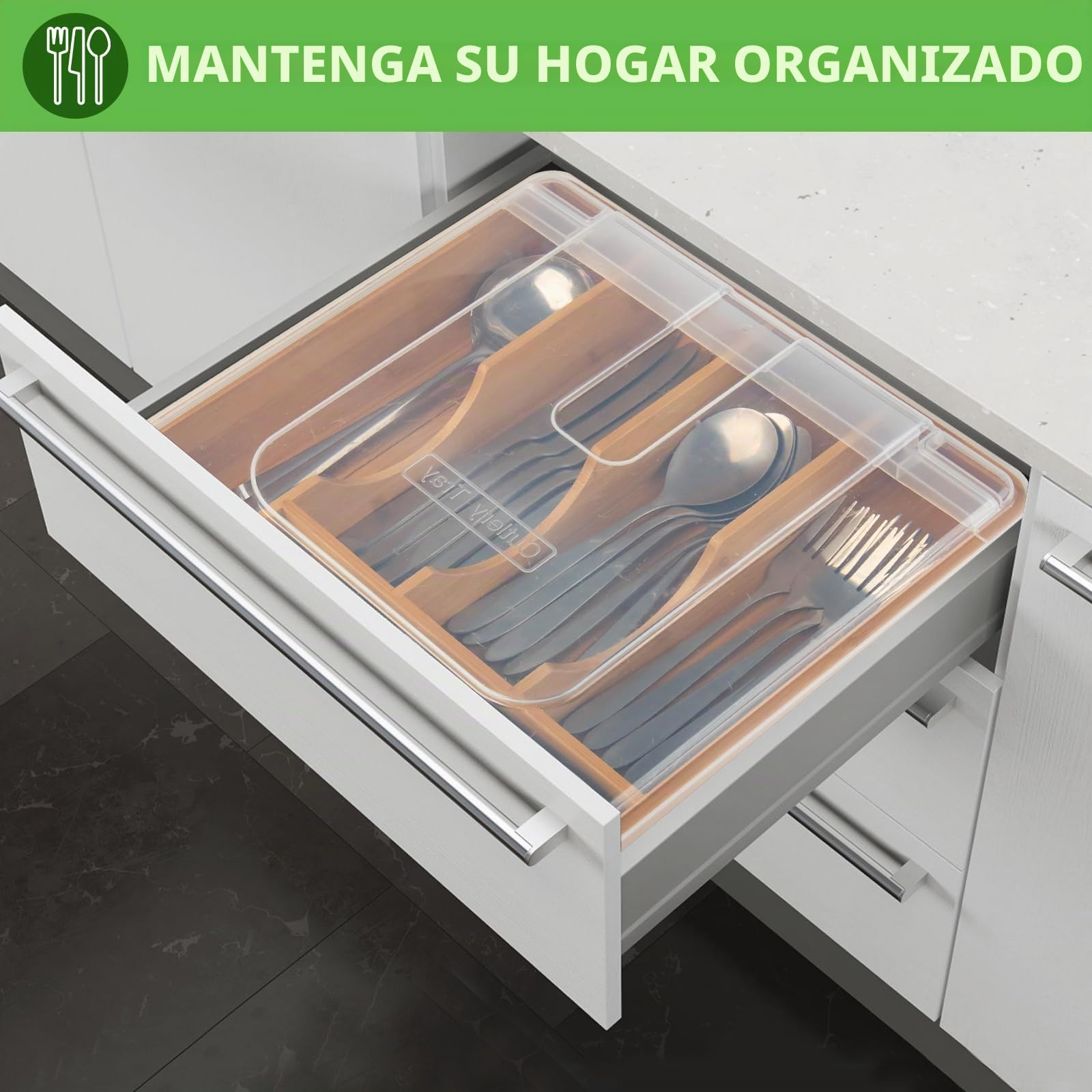 Bandeja para Cubiertos con tapa, portacubiertos portátil, organizador de cubiertos compacto para vacaciones de camping/viajes/jardín, 30 x 30 x 7 cm