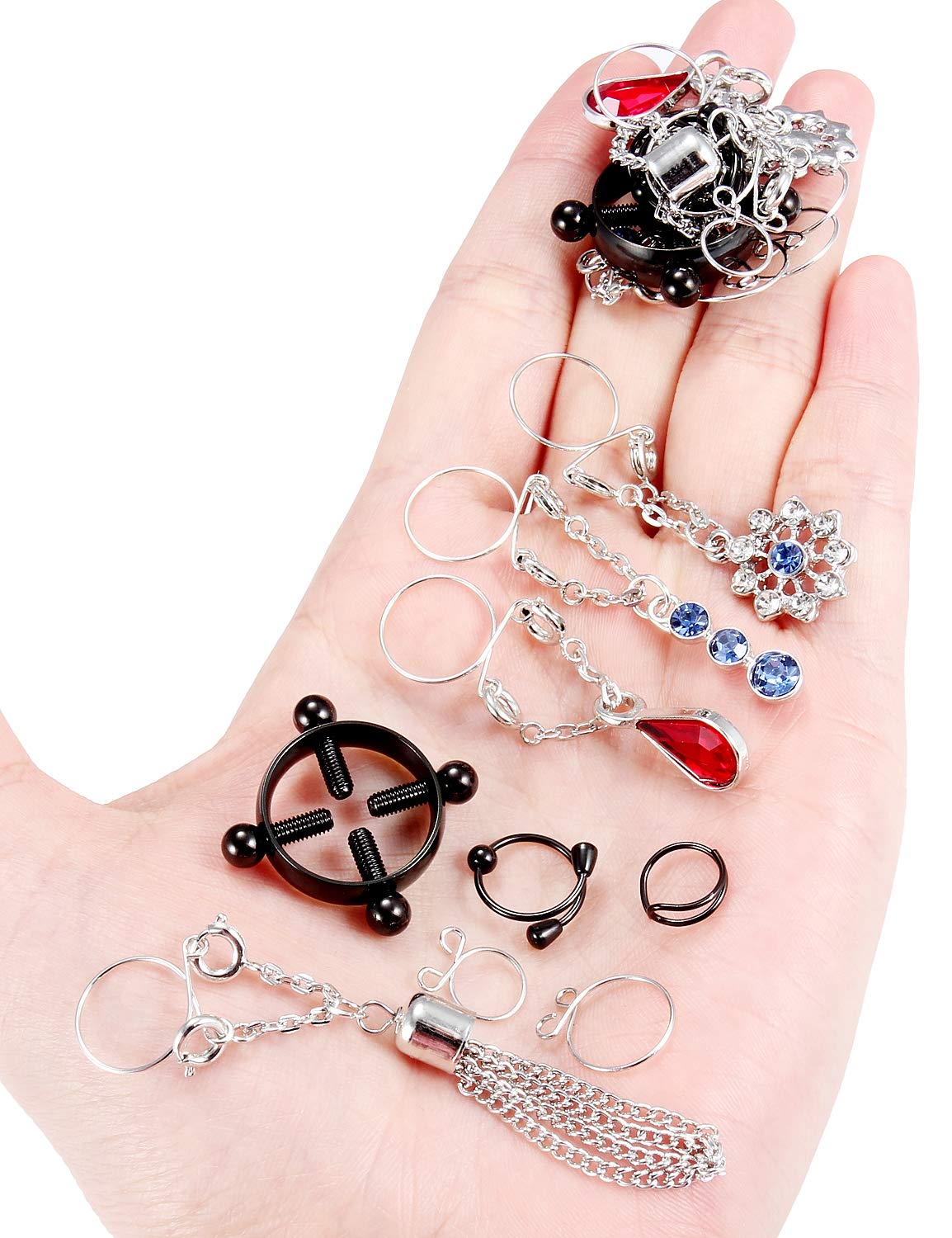 Kadogohno Fake Nipple Piercing/Fake Nipple Rings: Black