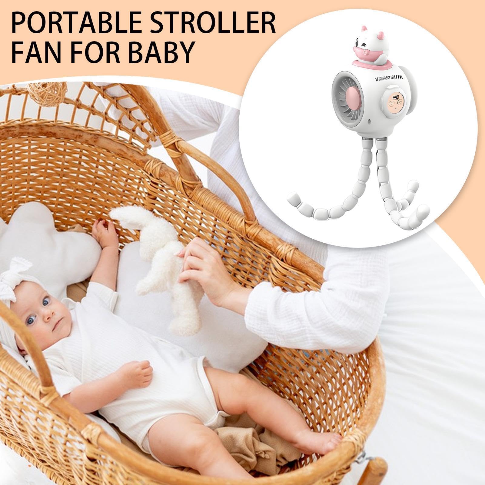 Ventilatore Portatile Per Passeggino Ventilatore Rinfrescante Per | 3 Velocità Regolabili, Alimentazione USB E Design Compatto Per Shopping, Campeggio, Auto E Viaggi All’Aperto