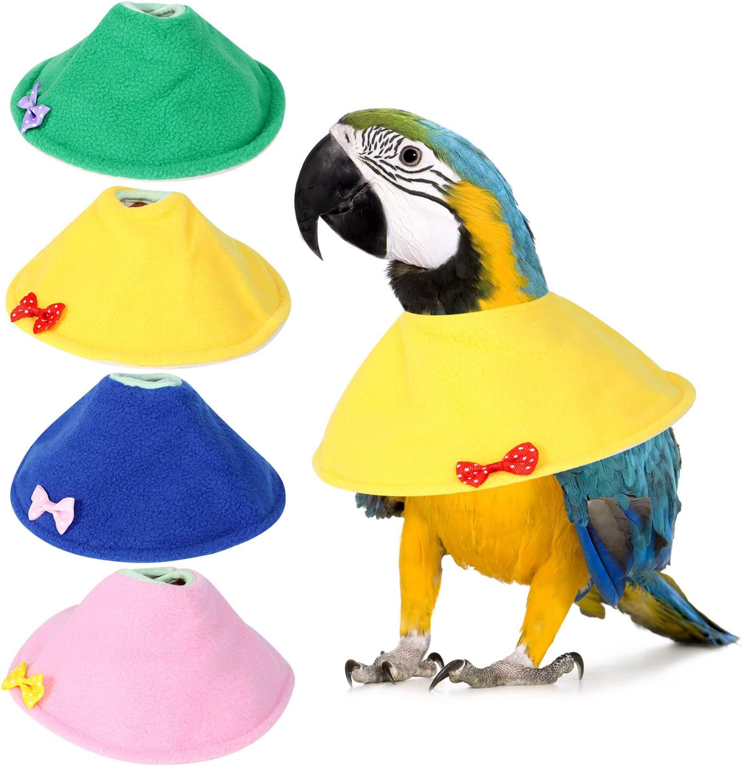 Haomian 4 Pcs Bird Cone Collar Pet Anti-bite Elizabethan Collar Parrot Recovery Cone Protective Recovery Cones for Budgerigar Cockatiel Lovebirds Cockatoo Parrots (XL-4 Colors)