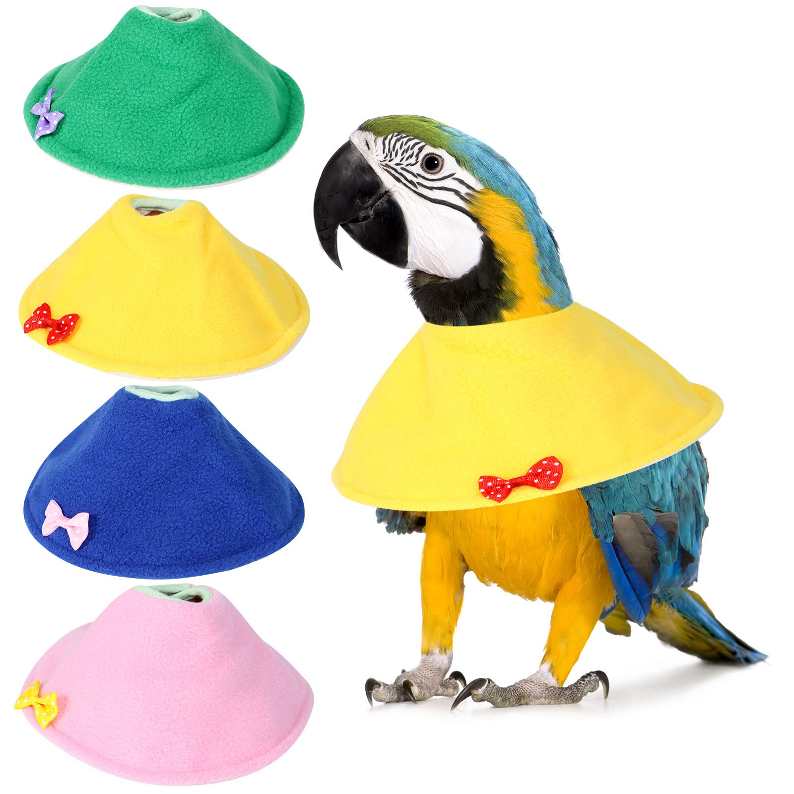 Haomian 4 Pcs Bird Cone Collar Pet Anti-bite Elizabethan Collar Parrot Recovery Cone Protective Recovery Cones for Budgerigar Cockatiel Lovebirds Cockatoo Parrots (XL-4 Colors)