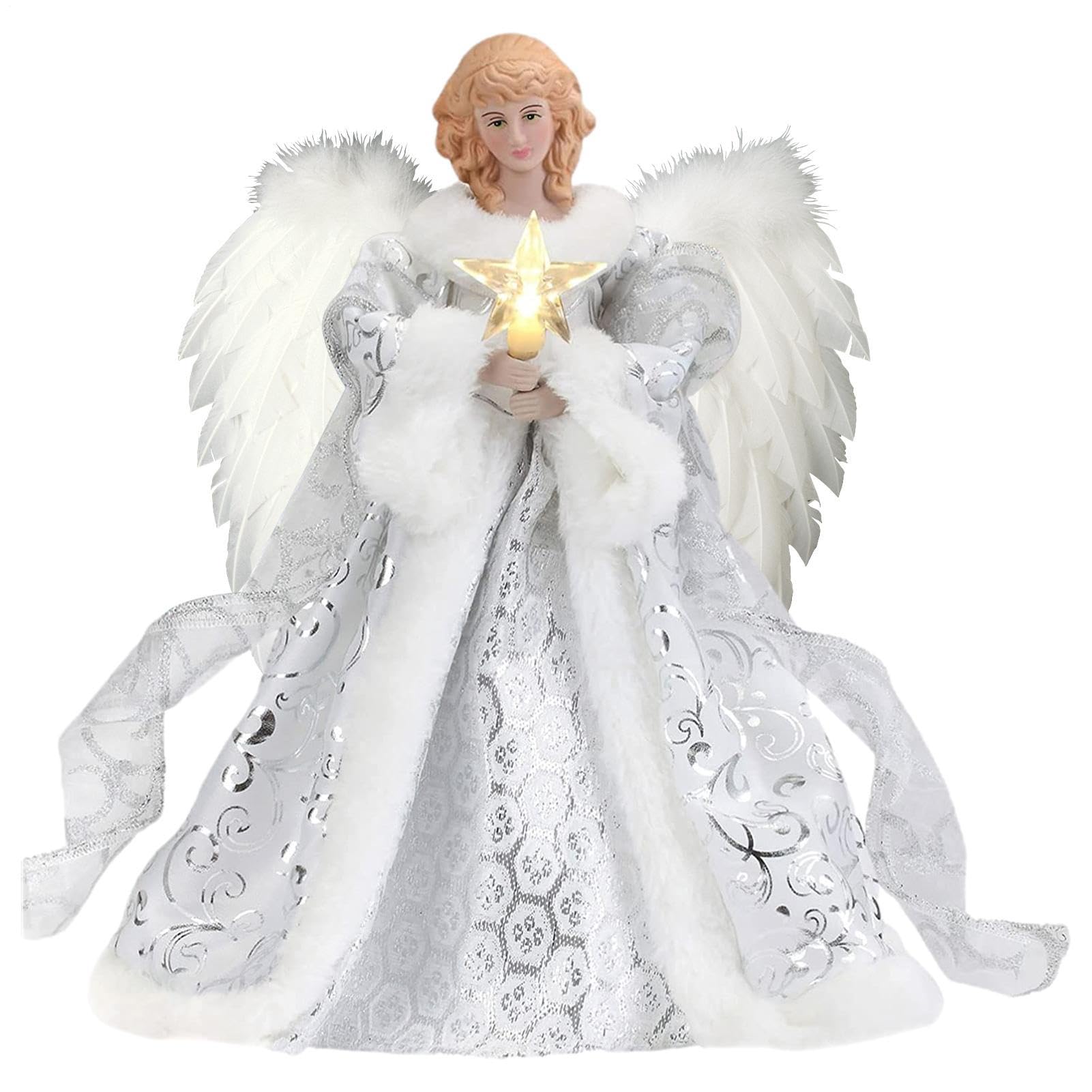 Ange de Noël avec ailes guirlande lumineuse pour décoration sapin mariage