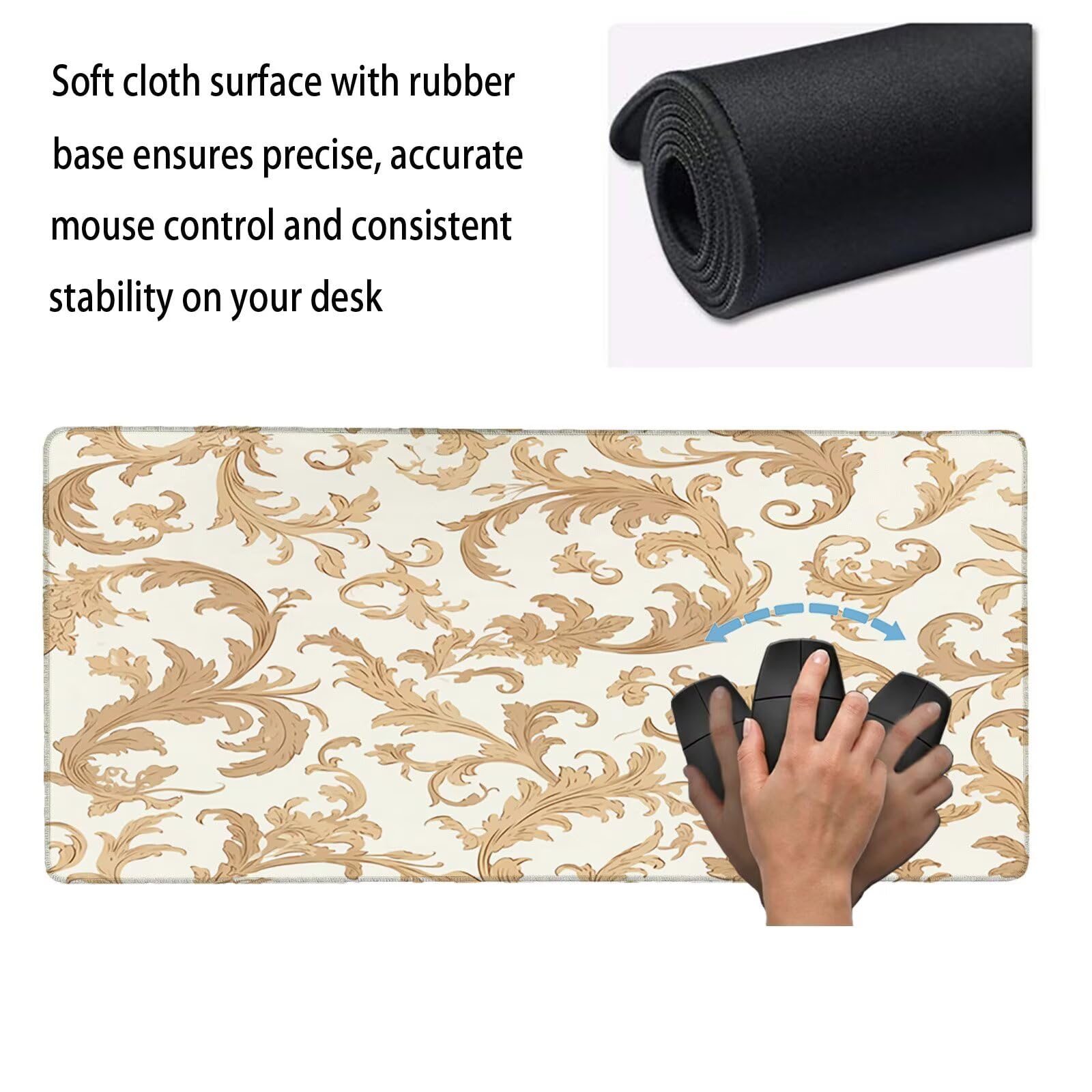 Sottomano Scrivania Grande 1200 x 600 x 3 mm Nordico Tappetino Tastiera Computer con Base Antiscivolo e Bordi Cuciti, Protezione Impermeabile, per Lavoro, Casa e PC Gamer, Regali Uomini (Crema) L-x486